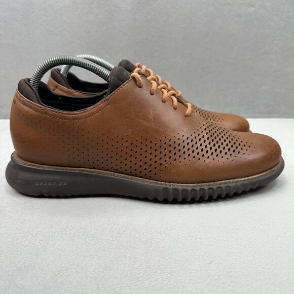 Cole Haan 2.ZERØGRAND Mens Size 8.5 (M) Laser Wingtip Oxford Brown Leather Perf - Picture 1 of 8